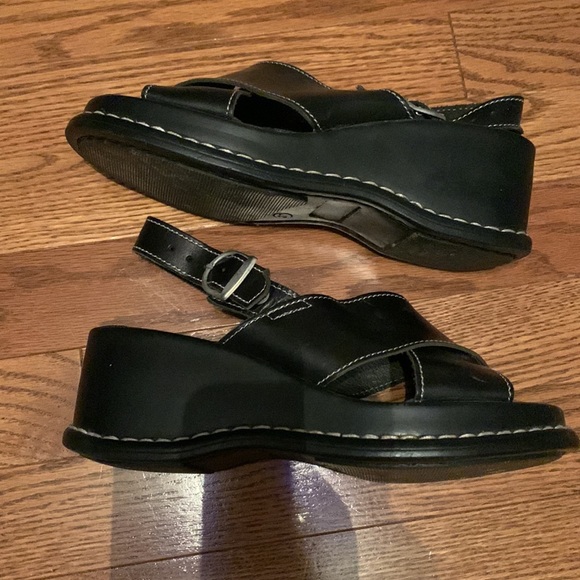 | 7 | Navy blue platform wedge heel, white stitching, genuine leather - Picture 4 of 7